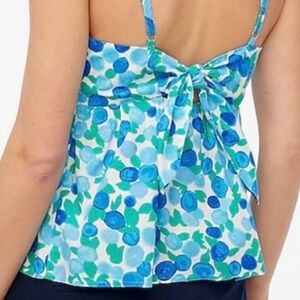 NWOT J. Crew Tie Back Strappy Top in Blueberry Print blue white green Size 2
